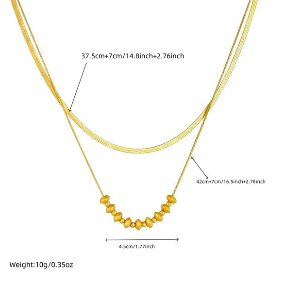 Wholesale Stainless Steel Geometric Oval Beaded Double Layer Snake Bone Chain Necklace With Gold Plated Electroplating For Women