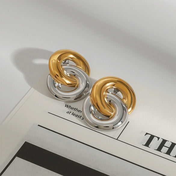 Wholesale Stainless Steel Geometric Oval Cross Earrings Jewelry With Electroplating And Original Design