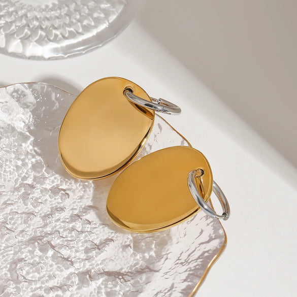 Wholesale Stainless Steel Geometric Oval Earrings With Electroplating And Gold And Silver Color Matching
