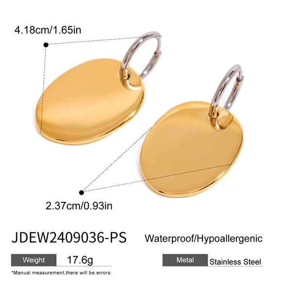 Wholesale Stainless Steel Geometric Oval Earrings With Electroplating And Gold And Silver Color Matching