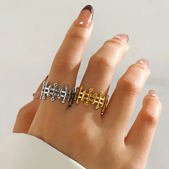 Wholesale Stainless Steel Geometric Oval Electroplated Female Hip Hop Ring