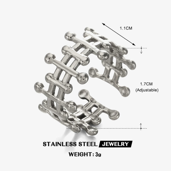Wholesale Stainless Steel Geometric Oval Electroplated Female Hip Hop Ring