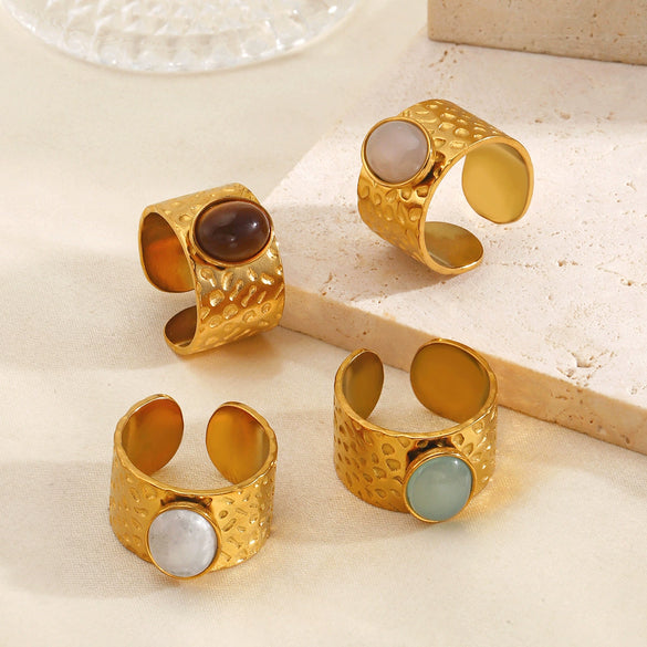 Wholesale Stainless Steel Geometric Oval Electroplated Ring For Women
