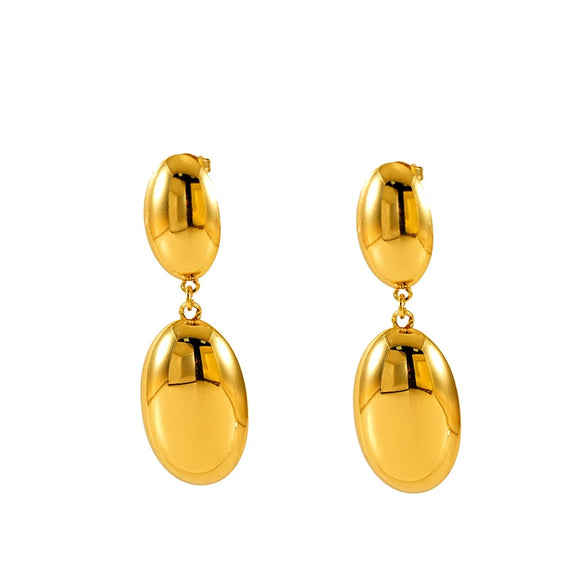 Wholesale Stainless Steel Geometric Oval Electroplated Women's Fashion Earrings