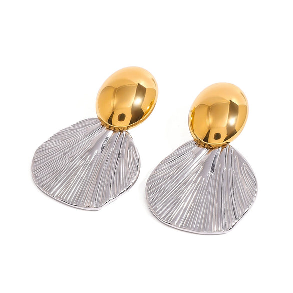 Wholesale Stainless Steel Geometric Oval Fishtail Color Matching Earrings With Electroplating