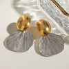 Wholesale Stainless Steel Geometric Oval Fishtail Color Matching Earrings With Electroplating