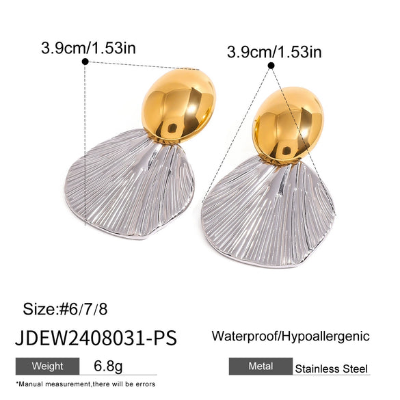Wholesale Stainless Steel Geometric Oval Fishtail Color Matching Earrings With Electroplating