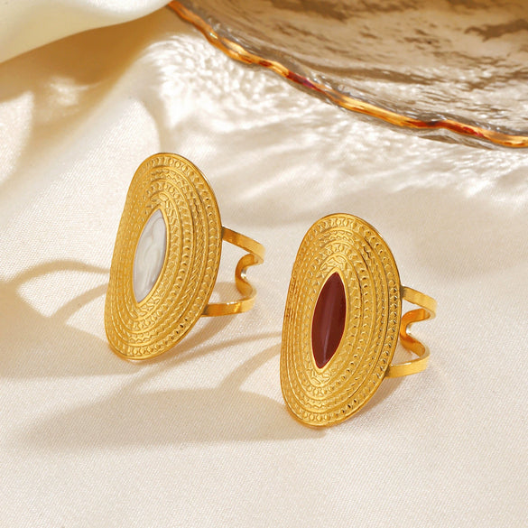 Wholesale Stainless Steel Geometric Oval Opening Ring For Women With Electroplating Process