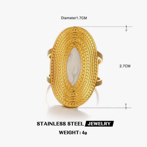 Wholesale Stainless Steel Geometric Oval Opening Ring For Women With Electroplating Process