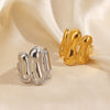 Wholesale Stainless Steel Geometric Oval Real Gold Electroplated Open Ring For Women