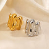 Wholesale Stainless Steel Geometric Oval Real Gold Electroplated Open Ring For Women