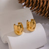 Wholesale Stainless Steel Geometric Oval Real Gold Plated Ear Clip Earrings For Women