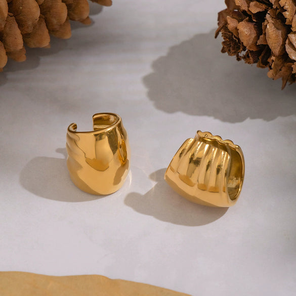 Wholesale Stainless Steel Geometric Oval Real Gold Plated Ear Clip Earrings For Women