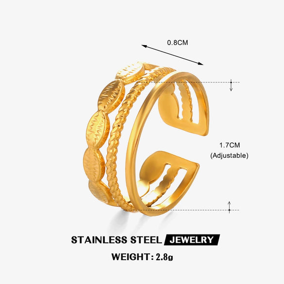 Wholesale Stainless Steel Geometric Oval Ring For Women 18K Goldplated