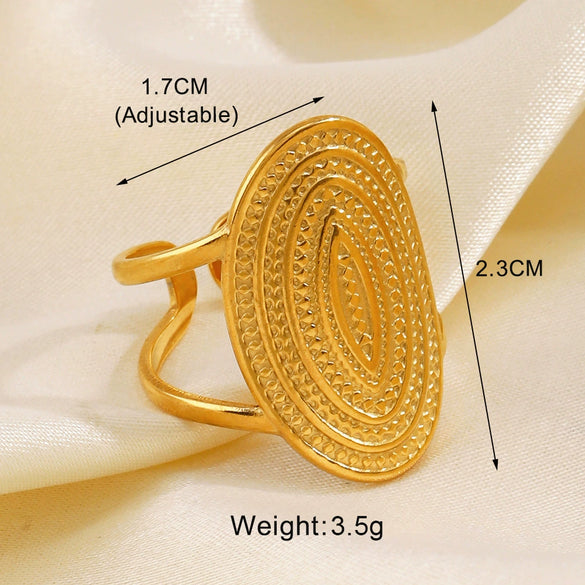 Wholesale Stainless Steel Geometric Oval Ring For Women With Electroplating Design