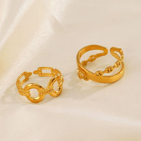 Wholesale Stainless Steel Geometric Oval Ring For Women With Electroplating Design