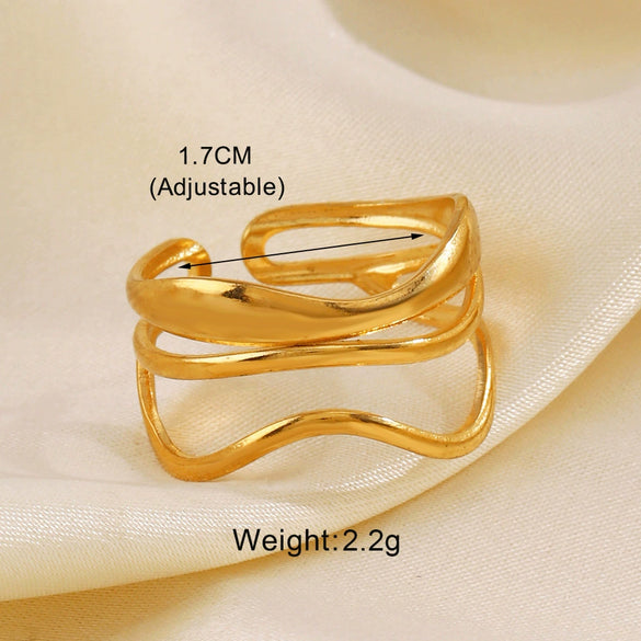 Wholesale Stainless Steel Geometric Oval Ring For Women With Electroplating Design