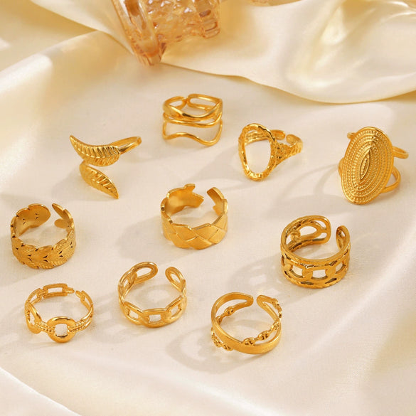 Wholesale Stainless Steel Geometric Oval Ring For Women With Electroplating Design