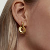 Wholesale Stainless Steel Geometric Oval Stitching Earrings With 18K Gold Electroplating Modern Minimalist French Retro Style