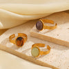 Wholesale Stainless Steel Geometric Oval Tiger Eye Ring For Women With Electroplating