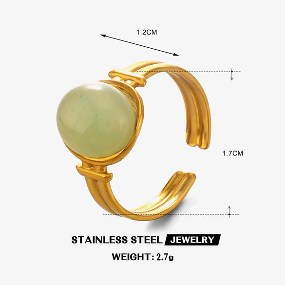 Wholesale Stainless Steel Geometric Oval Tiger Eye Ring For Women With Electroplating