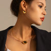 Wholesale Stainless Steel Geometric Pattern Classical Retro Earrings And Necklace Set With Electroplating Treatment