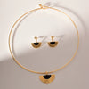 Wholesale Stainless Steel Geometric Pattern Classical Retro Earrings And Necklace Set With Electroplating Treatment