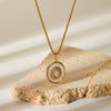 Wholesale Stainless Steel Geometric Pattern Diamond Inlaid White Shell Necklace For Women With Electroplating Process