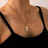 Wholesale Stainless Steel Geometric Pattern Diamond Inlaid White Shell Necklace For Women With Electroplating Process