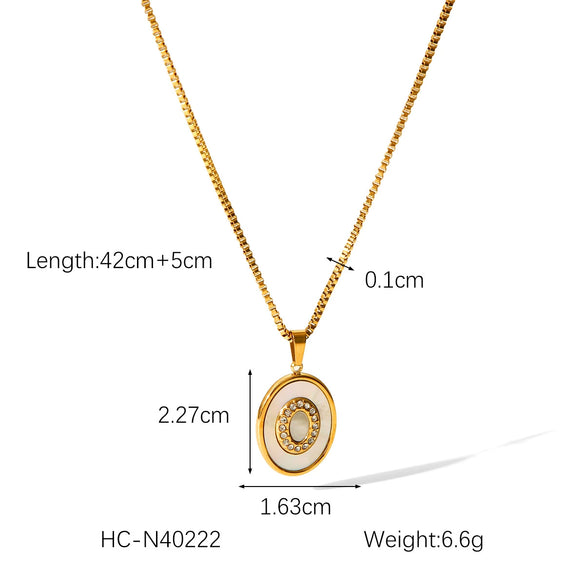 Wholesale Stainless Steel Geometric Pattern Diamond Inlaid White Shell Necklace For Women With Electroplating Process