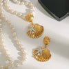 Wholesale Stainless Steel Geometric Pattern Electroplated Ocean Style Earrings For Women