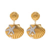 Wholesale Stainless Steel Geometric Pattern Electroplated Ocean Style Earrings For Women