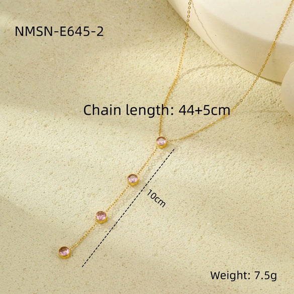 Wholesale Stainless Steel Geometric Pattern Electroplated Women's Fashion Retro Necklace Jewelry