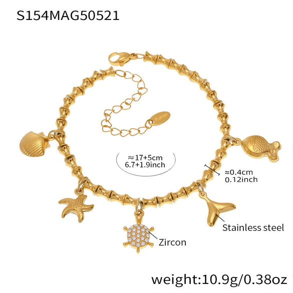 Wholesale Stainless Steel Geometric Pattern Electroplated Women's Pendant Bracelet