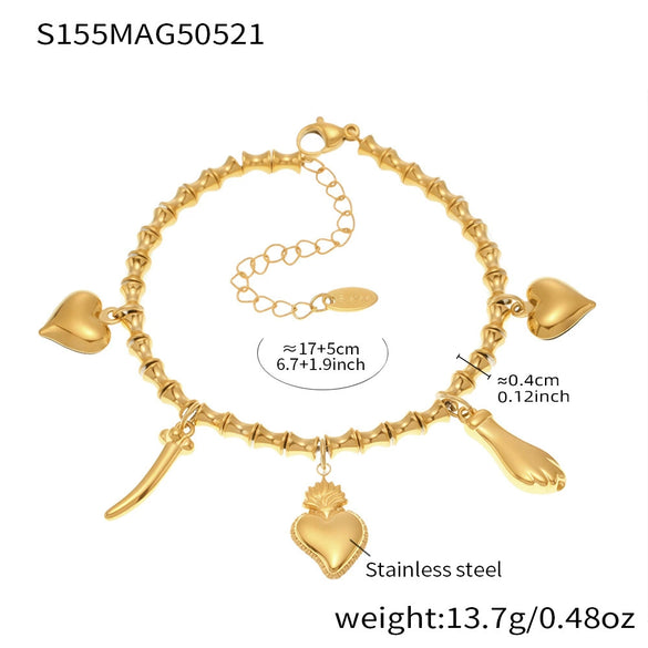 Wholesale Stainless Steel Geometric Pattern Electroplated Women's Pendant Bracelet
