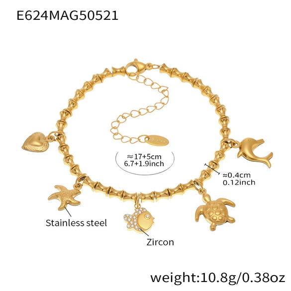 Wholesale Stainless Steel Geometric Pattern Electroplated Women's Pendant Bracelet