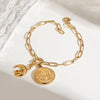 Wholesale Stainless Steel Geometric Pattern Electroplating Women's Light Luxury Coin Pendant Bracelet
