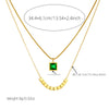 Wholesale Stainless Steel Geometric Pattern Fashion Retro Double Gold Plated Beaded Pendant Necklace For Women