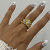 Wholesale Stainless Steel Geometric Pattern Hammered Open Ring Jewelry With Electroplating For Women