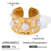 Wholesale Stainless Steel Geometric Pattern Hammered Open Ring Jewelry With Electroplating For Women