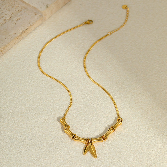 Wholesale Stainless Steel Geometric Pattern 18K Gold Plated Office Lady Style Necklace