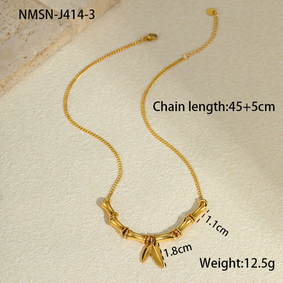 Wholesale Stainless Steel Geometric Pattern 18K Gold Plated Office Lady Style Necklace