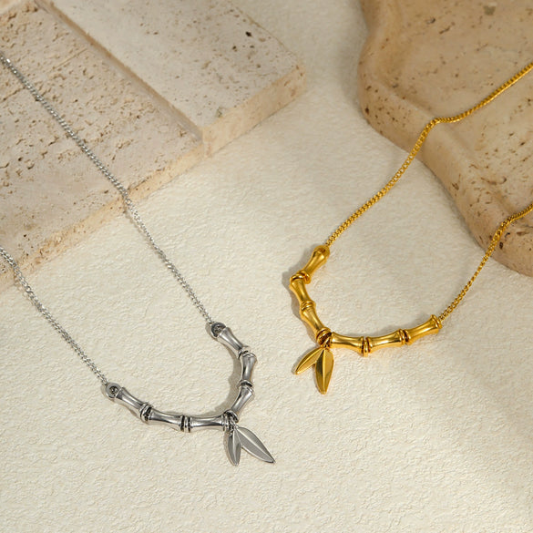 Wholesale Stainless Steel Geometric Pattern 18K Gold Plated Office Lady Style Necklace