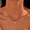 Wholesale Stainless Steel Geometric Pattern 18K Gold Plated Office Lady Style Necklace