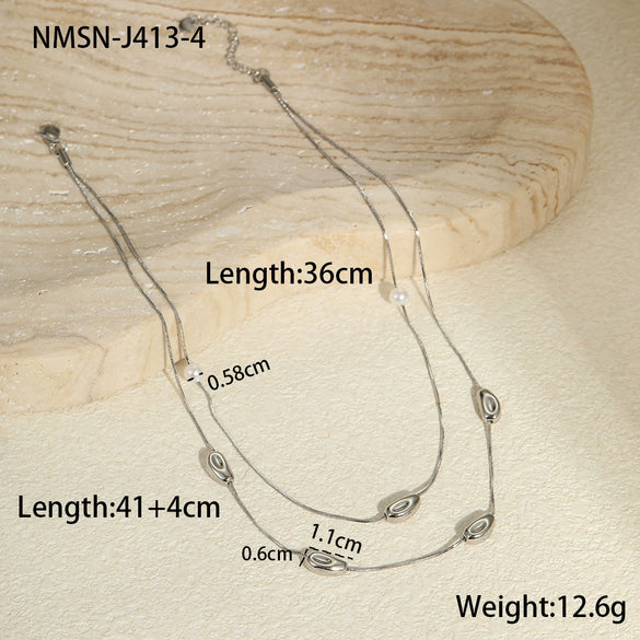 Wholesale Stainless Steel Geometric Pattern Necklace With Electroplating For Women