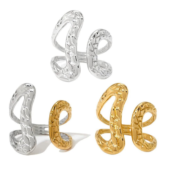 Wholesale Stainless Steel Geometric Pattern Open Ring For Women With Electroplating Design