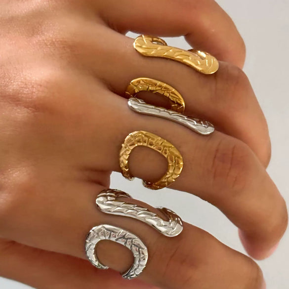 Wholesale Stainless Steel Geometric Pattern Open Ring For Women With Electroplating Design