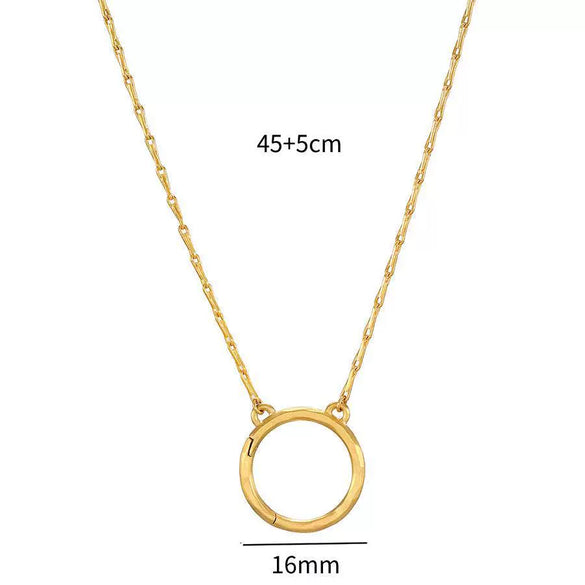Wholesale Stainless Steel Geometric Pattern Pendant Necklace With Vacuum Electroplated In Furnace 18K Gold Color Protection