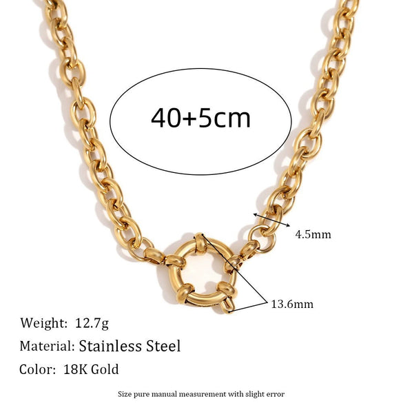 Wholesale Stainless Steel Geometric Pattern Pendant Necklace With Vacuum Electroplated In Furnace 18K Gold Color Protection