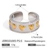 Wholesale Stainless Steel Geometric Pattern Rivet Ring With Electroplating French Retro Style